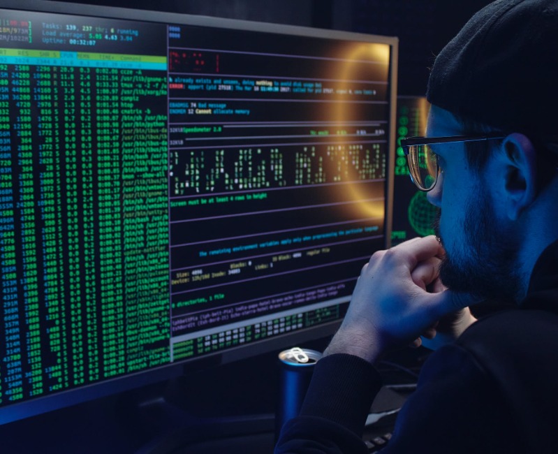 man on computer